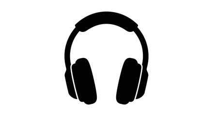 A minimalist vector graphic of a pair of black headphones on a white background © adobestock
