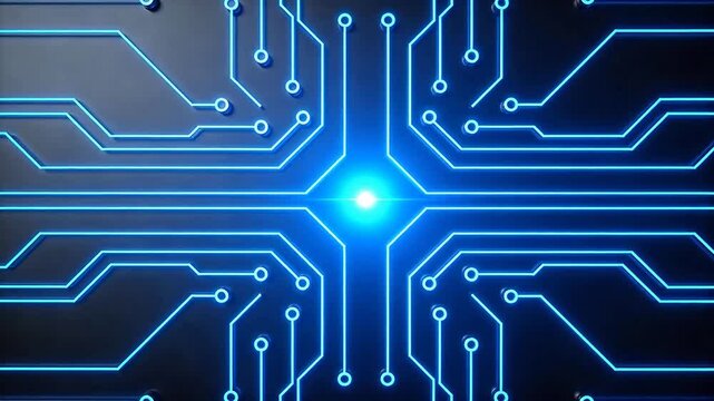 Blue neon circuit board pattern