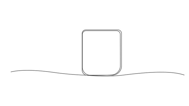 Single line art animation frame,Continuous line frame one pencil border square art black vector doodle.