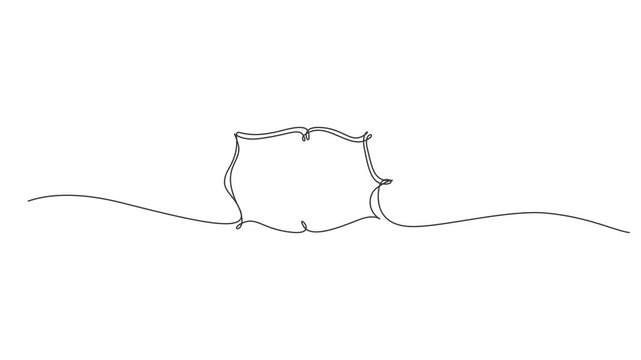 Single line art animation frame,Continuous line frame one pencil border square art black vector doodle.