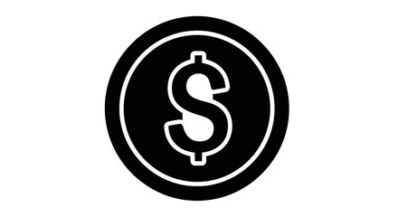 Fototapeta premium A black and white vector graphic of a dollar sign in a circle, representing finance and currency.