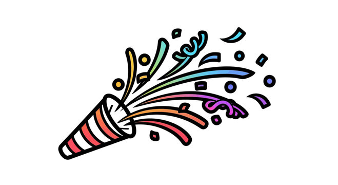 Colorful Party Popper Exploding With Confetti and Streamers