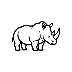 Obraz premium Minimalist Rhinoceros Vector Line Art Illustration