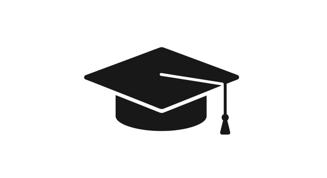 A minimalist vector graphic of a graduation cap on a white background
