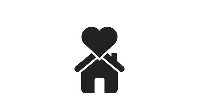 Heart Home Icon - Love, Family, and Real Estate Symbol