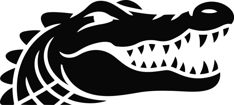 Aggressive black and white alligator head vector logo mascot illustration