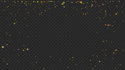 Golden Sparkle Falling Particles, glowing glitter dust overlay for magic holiday celebration and luxury festive background © Lepe PNG