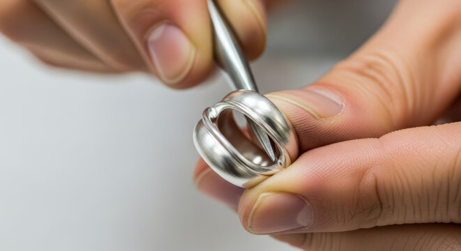 Closeup of Jeweler Crafting a Silver Ring with Precision Tools 1.
