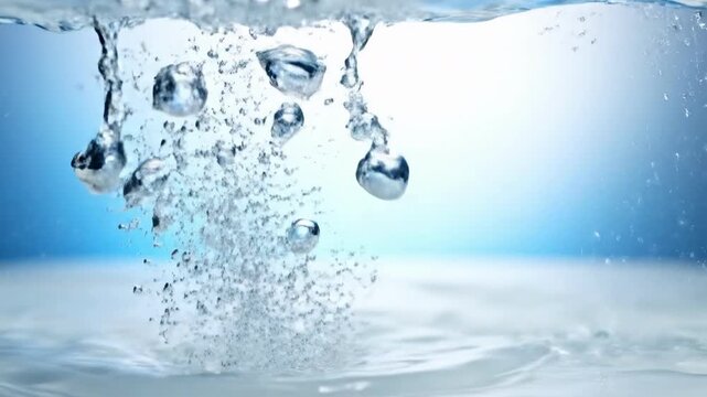 Splashing water forms clear refreshing bubble crown