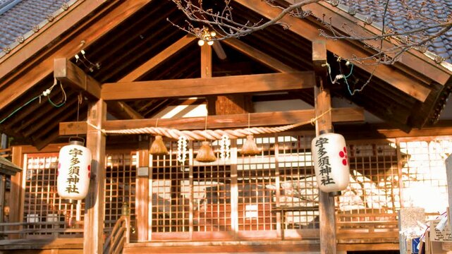 Traditional Wooden Architecture of Utasu Shrine in Kanazawa Japan