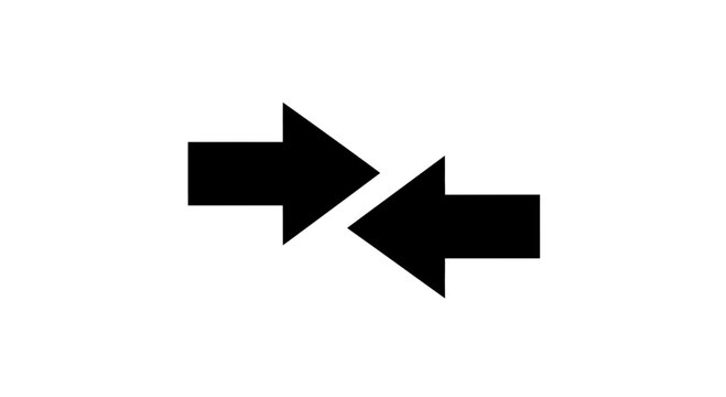 A minimalist vector graphic of two black arrows pointing in opposite directions