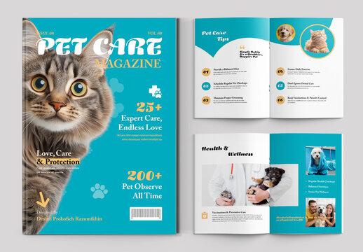 Pet Care Magazine Template Layout