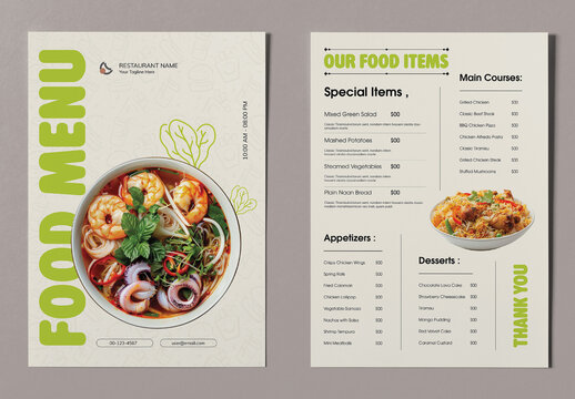 Restaurant Menu Template Layout