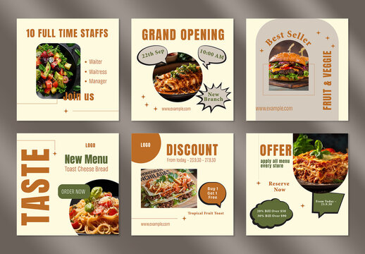 Restaurant Promotion Social Media Post Set