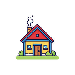 Fototapeta premium Cozy little house with smoke coming out of the chimney