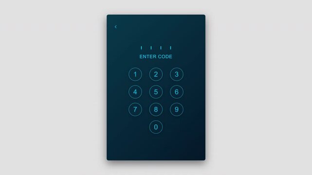 Secure numeric keypad interface for personal password entry featuring glowing cyan digits and interactive cursor for mobile app login authentication software 4K UHD