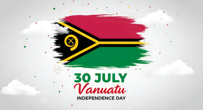 Vanuatu independence day celebration with national flag brush stroke design