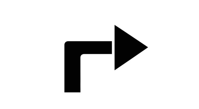 A black arrow icon pointing to the right with a sharp turn