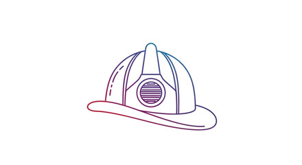 Fototapeta premium Firefighter helmet outline, gradient colors, safety equipment, emergency services