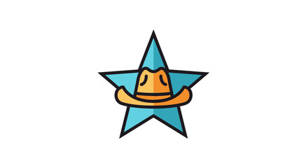 Fototapeta premium Cartoon Cowboy Hat on a Star Icon