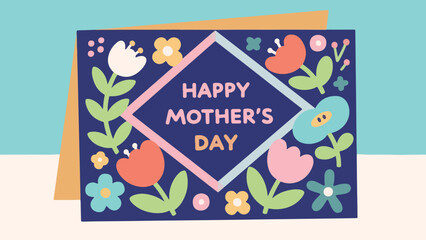 Obraz premium Illustration Of Greeting Card With Floral Elements For Mother’s Day Vector Design Template