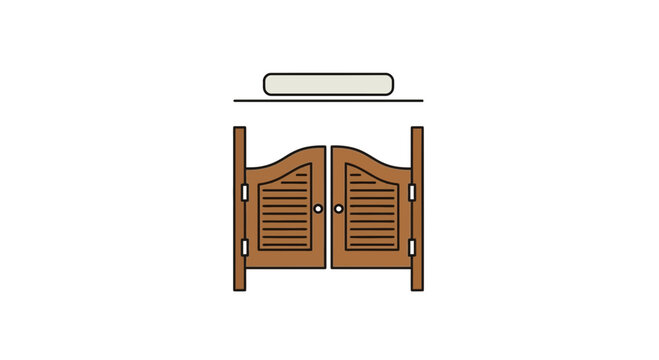 Saloon doors, western bar entrance, swing doors, vintage, wooden, isolated on white