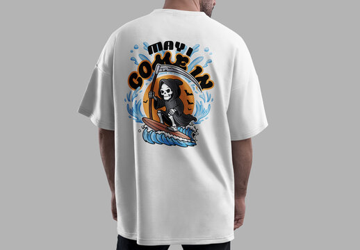 Grim Reaper Surf Cartoon Tshirt Design