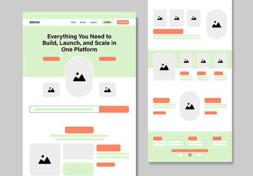 Modern Landing Page Wireframe Template Layout