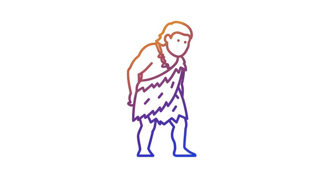 Caveman Character Icon, Prehistoric Man in Animal Skin, Ancient Humanoid Silhouette