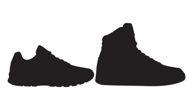 black and white silhouette set of boot shoes very high quality vector illustration.