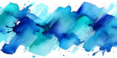 Abstract watercolor background with blue paint splashes forming a vector illustration of the world map globe and planet continents for global geography travel and business atlas art © MstAlea
