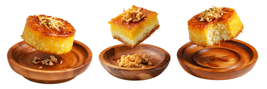 Pastel de Choclo baked corn casserole, placed on wooden bowl isolated on white background, concept of South American Cuisine