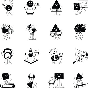 Set of Productivity and Work Glyph Style Icons 
