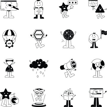 Collection of Technology Glyph Style Icons 