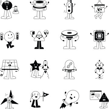 Pack of Digital Media Glyph Style Icons 