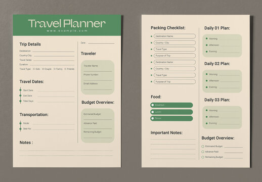 Vacation And Travel Planner Template Design
