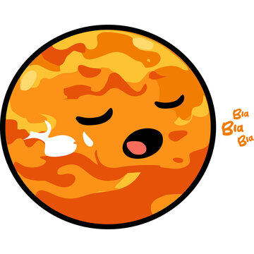Cute Venus Planet Cartoon Character Talking and Complaining Expression