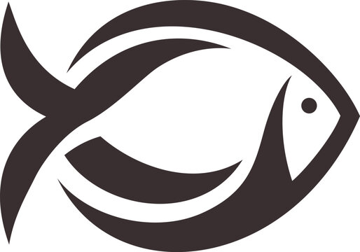 Minimalist Japanese Sushi Style Fish Icon Design.