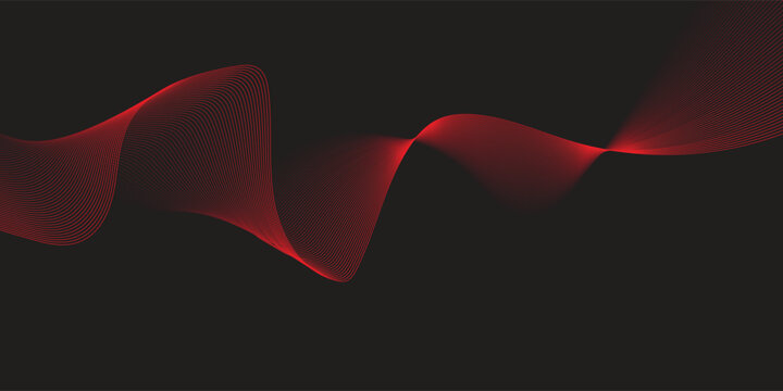 Abstract Red Wave Flowing on Dark Background.