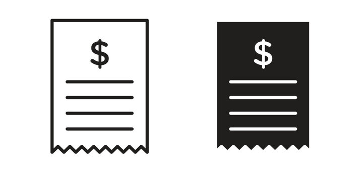 Receipt icon collection on white background. Vector icon art.