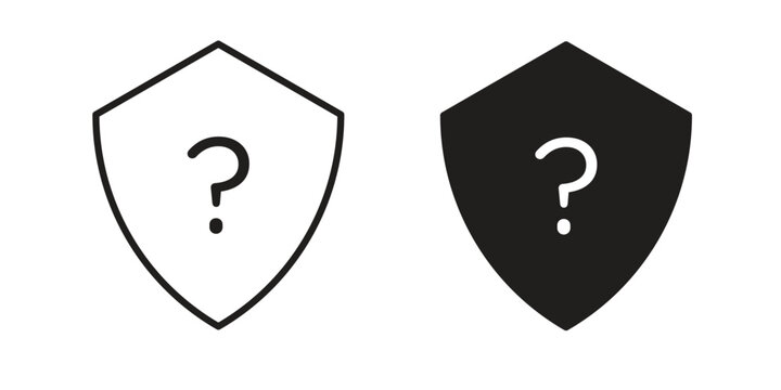 Shield interrogation icon collection on white background. Vector icon art.