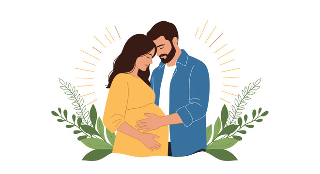 Loving husband gently placing his hands on his pregnant wife's belly, celebrating their upcoming journey into parenthood together.