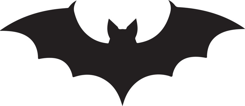 Black bat wing silhouette, bat icon, flying mammal, dark symbol