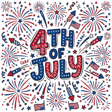 Vibrant 4th of july celebration with fireworks and american flags
