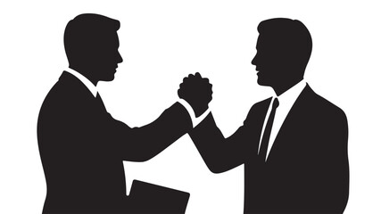 Fototapeta premium Handshake Silhouette of Businessmen Shaking Hands for Partnership Deal Agreement and Corporate Trust Concepts