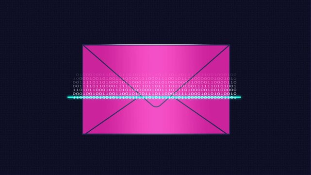 Email security animation with envelope icon and data transmission. Email scanning workflow and secure communication process. Smooth loop motion for cybersecurity platforms. motion graphic animation