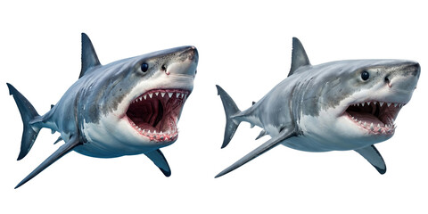 Fototapeta premium Gray shark isolated on transparent background for wildlife design PNG