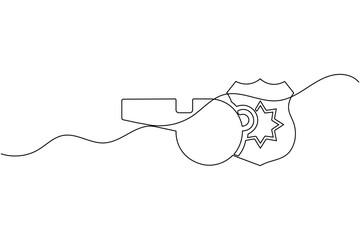 Obraz premium Whistle Continuous Line Art Minimalist Referee Equipment Symbol Outline Vector Illustration