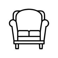 Fototapeta premium Outline drawing of a classic style sofa on transparent background silhouette