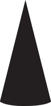 Black cone, geometric shape, vector icon, minimalist design, solid black